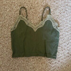 Wild Fable Women's Green and Khaki Crop-top